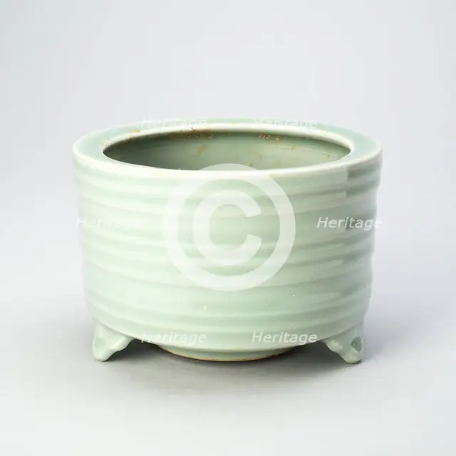 Cylindrical Tripod Censer (Incense Burner) with Cloud..., Southern Song dynasty, 12th/13th cent. Creator: Unknown.