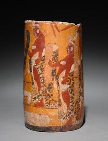 Cylindrical Vessel with Palace Scene, 600-900. Creator: Unknown
