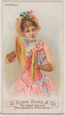 Cymbals, from the Musical Instruments series (N82) for Duke brand cigarettes, 1888., 1888. Creator: Schumacher & Ettlinger
