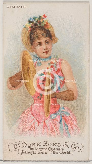 Cymbals, from the Musical Instruments series (N82) for Duke brand cigarettes, 1888., 1888. Creator: Schumacher & Ettlinger.