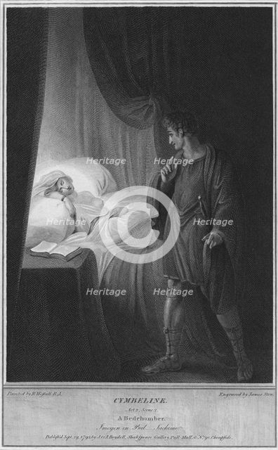 'Cymbeline. Act 2 Scene 2. A Bedchamber. Imogen in Bed. Jachimo', 1795.  Artist: James Stow.