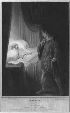 Cymbeline. Act 2 Scene 2. A Bedchamber. Imogen in Bed. Jachimo 1795. Artist: James Stow
