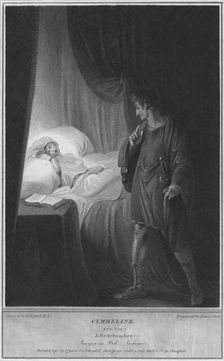 Cymbeline. Act 2 Scene 2. A Bedchamber. Imogen in Bed. Jachimo 1795. Artist: James Stow