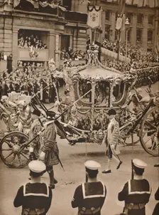 Cynosure of All Eyes in the Processions: The State Coach 1937. Creator: Unknown