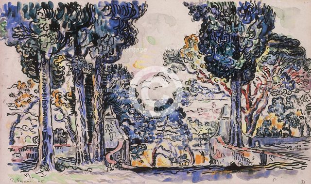 Cypresses in Sainte-Anne (SaintTropez). Artist: Signac, Paul (1863-1935)
