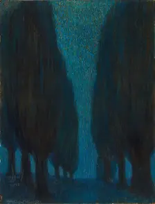 Cypresses in the evening (Notturno), 1909. Creator: Oppi, Ubaldo (1889-1942)