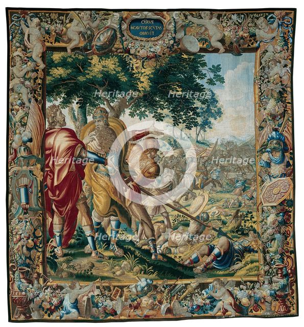 Cyrus Defeats Spargapises, from The Story of Cyrus, Flanders, c. 1670. Creator: Albert Auwercx.