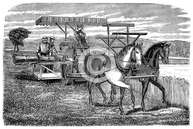 Cyrus McCormick's reaper and binder, 1877. Artist: Unknown