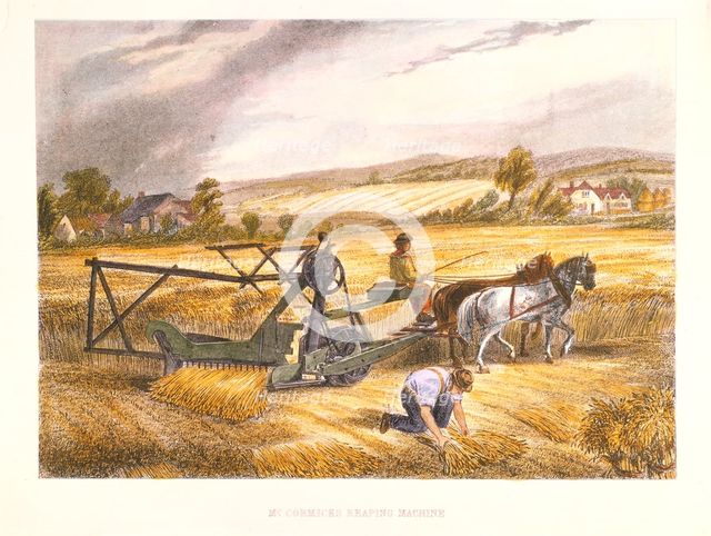 Cyrus McCormick's reaping machine of 1831 (patented 1834), c1851.  Creator: Anon.