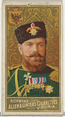 Czar of Russia, from World's Sovereigns series (N34) for Allen & Ginter Cigarettes, 1889., 1889. Creator: Allen & Ginter