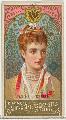 Czarina of Russia, from World's Sovereigns series (N34) for Allen & Ginter Cigarettes, 1889., 1889. Creator: Allen & Ginter