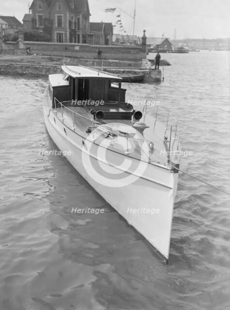 A 45 ft Wolseley cabin launch. Creator: Kirk & Sons of Cowes.
