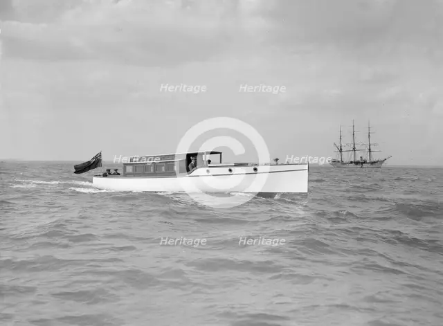 A 45 ft Wolseley cabin launch. Creator: Kirk & Sons of Cowes.