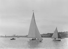 A 5 ton sloop, possibly Armonelle under sail, 1921. Creator: Kirk & Sons of Cowes