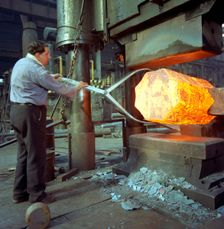 A 1500 ton steel press, Sheffield, South Yorkshire, 1970. Creator: Michael Walters