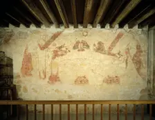 A 15th-century mural on the east wall of the painted chamber at Cleeve Abbey, Somerset, 1999. Artist: J Bailey