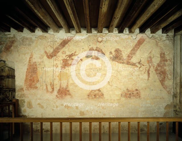 A 15th-century mural on the east wall of the painted chamber at Cleeve Abbey, Somerset, 1999. Artist: J Bailey