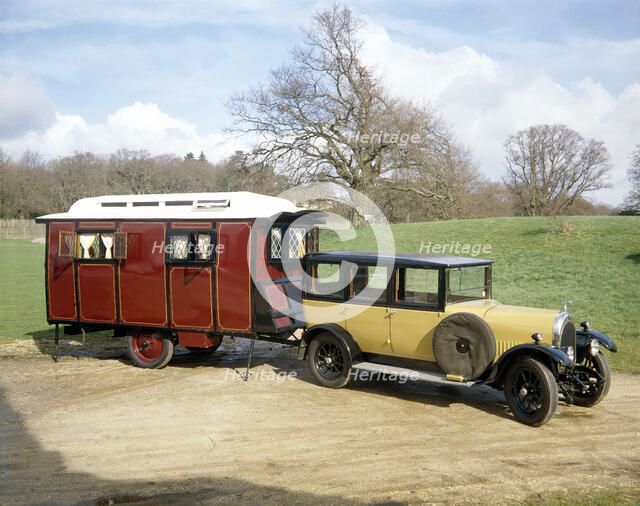 A 1928 Bean Short 14 with a 1926 Eccles Caravan. Artist: Unknown