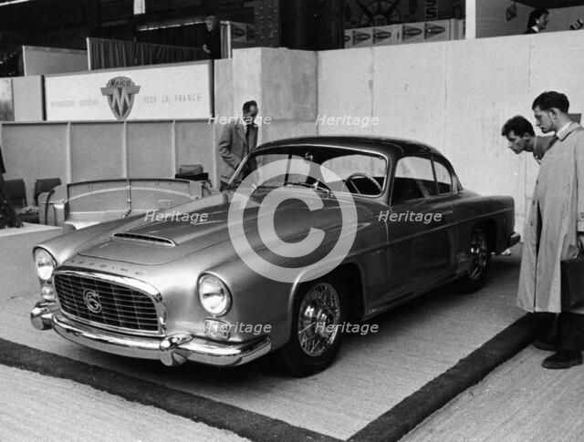 A 1956 Grégoire 2.1 litre coupé on a stand at a show, (c1956?). Artist: Unknown