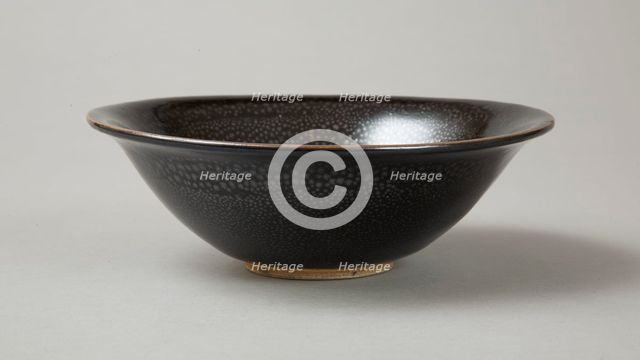 A 20th century copy of buff-bodied Cizhou-type bowl with oil spot glaze, 20th century. Artist: Unknown.