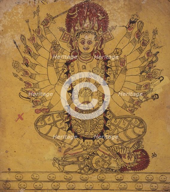 A Tantric Form of the Hindu Goddess Kali (Recto), Horse (Verso), Folio from a Book..., 17th century. Creator: Unknown.