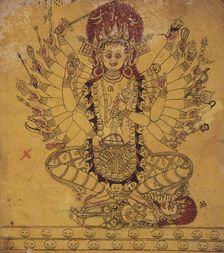 A Tantric Form of the Hindu Goddess Kali (Recto), Horse (Verso), Folio from a Book..., 17th century. Creator: Unknown