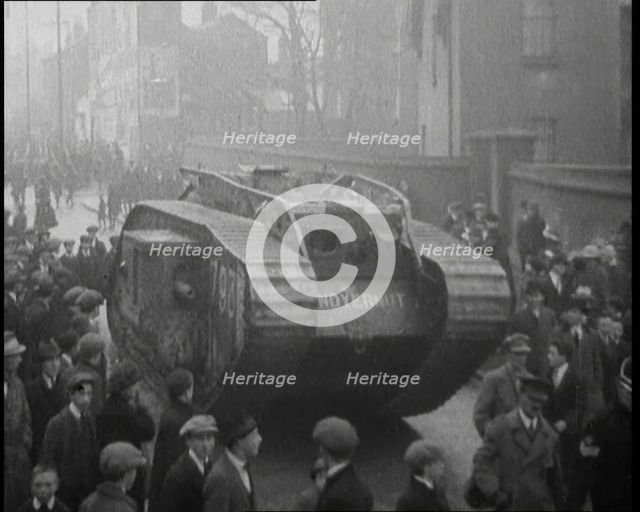 A Tank Breaking up Crowds of Demonstrators in Dublin, 1920. Creator: British Pathe Ltd.