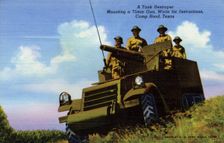 A Tank Destroyer Mounting a 75mm Gun Waits for Instructions, Camp Hood, Texas USA, 1943. Artist: US Army Signal Corps