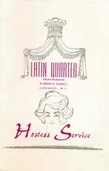 A taffif card for The Latin Quarter nightclub in London's Leicester Square, c1969
