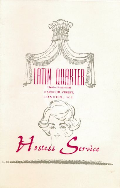 A taffif card for 'The Latin Quarter' nightclub in London's Leicester Square, c1969. Artist: Unknown