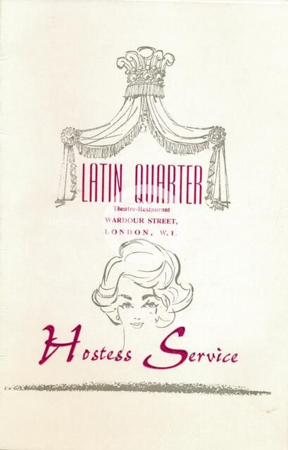 A taffif card for 'The Latin Quarter' nightclub in London's Leicester Square, c1969. Artist: Unknown