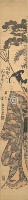 A Tall Young Man Carrying a Bamboo Rake Over His Left Shoulder, ca. 1763., ca. 1763. Creator: Torii Kiyomitsu.