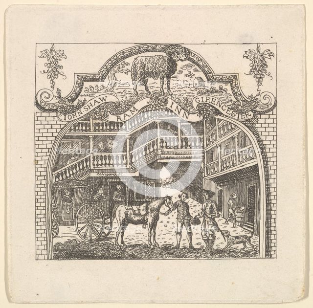 A Tavern Card for John Shaw, 1790s. Creator: Unknown.