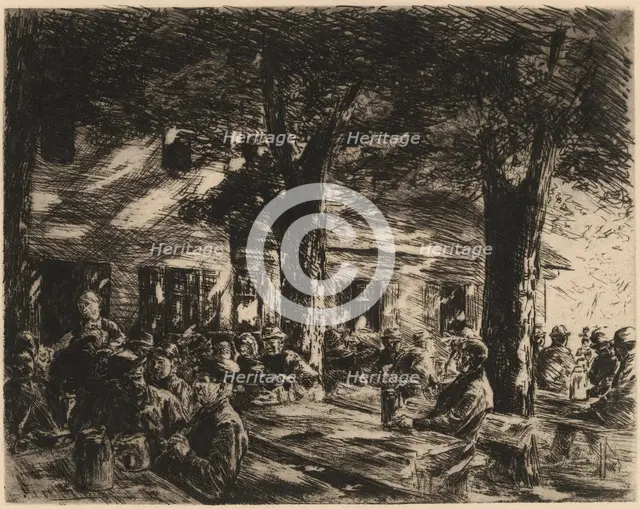 A Tavern Garden in Rosenheim, 1895. Creator: Max Liebermann.