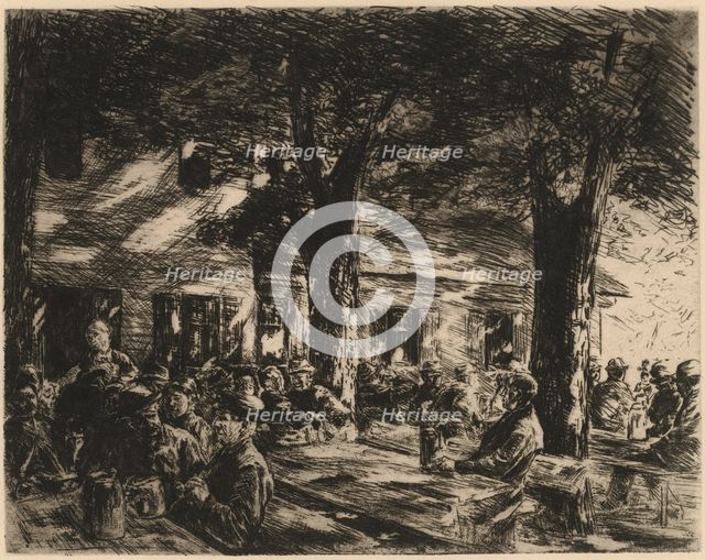 A Tavern Garden in Rosenheim, 1895. Creator: Max Liebermann.