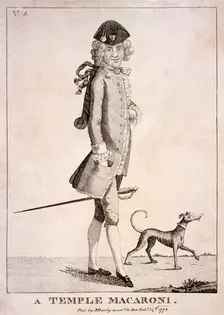 A Temple Macaroni 1772. Artist: Anon