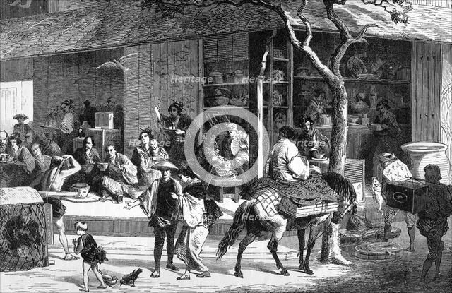 A tea market in Japan, c1880. Artist: Unknown