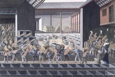 A tea warehouse in Canton, China, 1790. Creator: Anon