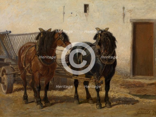 A Team of Horses, 1855. Creator: Charles Philogène Tschaggeny.