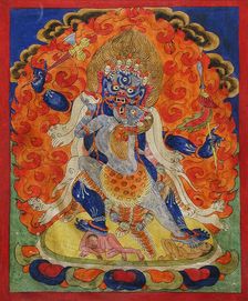 A Terrifying Deity in Yab-Yum, 19th century. Creator: Unknown