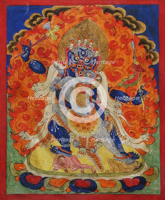 A Terrifying Deity in Yab-Yum, 19th century. Creator: Unknown.