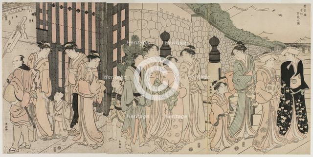 A Thousand Autumns, Ten Thousand Years on Tokiwa Bridge, early 1790s. Creator: Katsukawa Shuncho (Japanese).