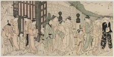 A Thousand Autumns, Ten Thousand Years on Tokiwa Bridge, early 1790s. Creator: Katsukawa Shuncho (Japanese)