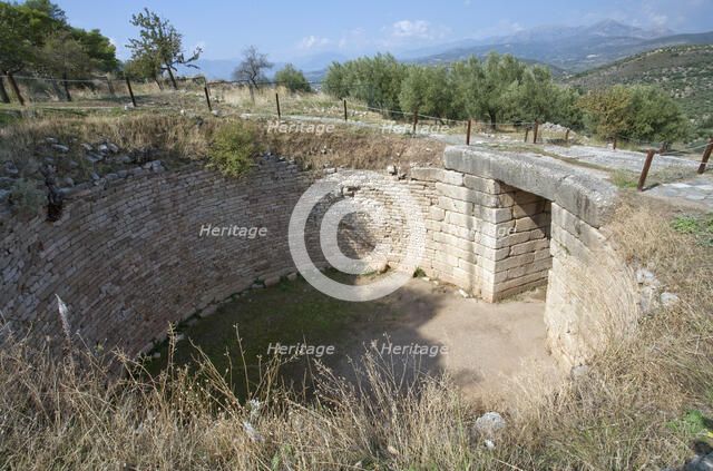 A tholos tomb with lions, Mycenae, Greece. Artist: Samuel Magal