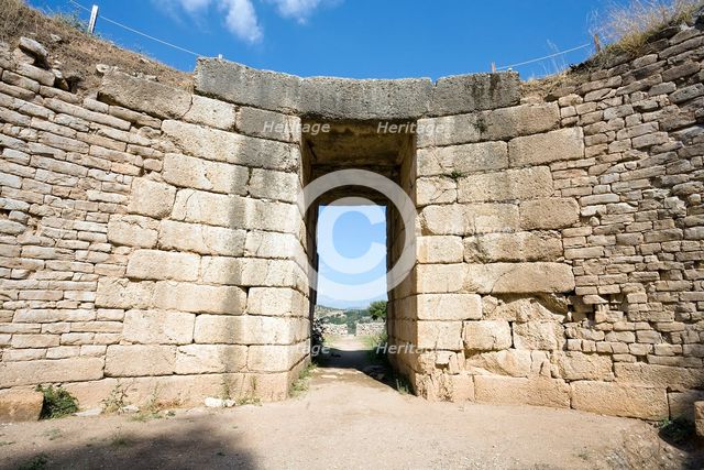 A tholos tomb with lions, Mycenae, Greece. Creator: Samuel Magal.