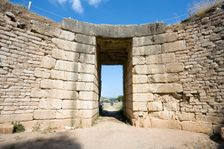 A tholos tomb with lions, Mycenae, Greece. Creator: Samuel Magal