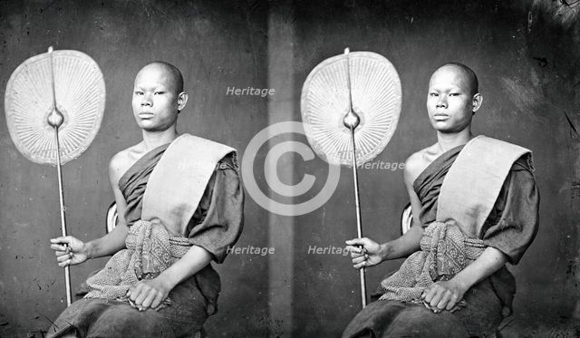 A Thai monk holding a fan, 1865. Creator: John Thomson.