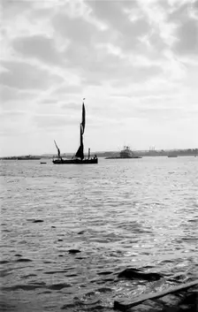 A Thames sailing barge in Gravesend Reach, Kent, c1945-c1965. Artist: SW Rawlings
