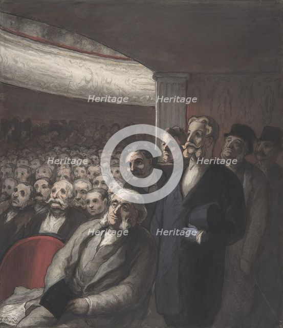 A Theater Audience, 19th century. Creator: Honore Daumier.