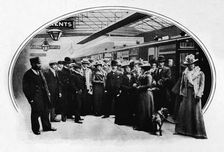 A theatrical company starting on tour, Euston Station, London, c1900 (1901)